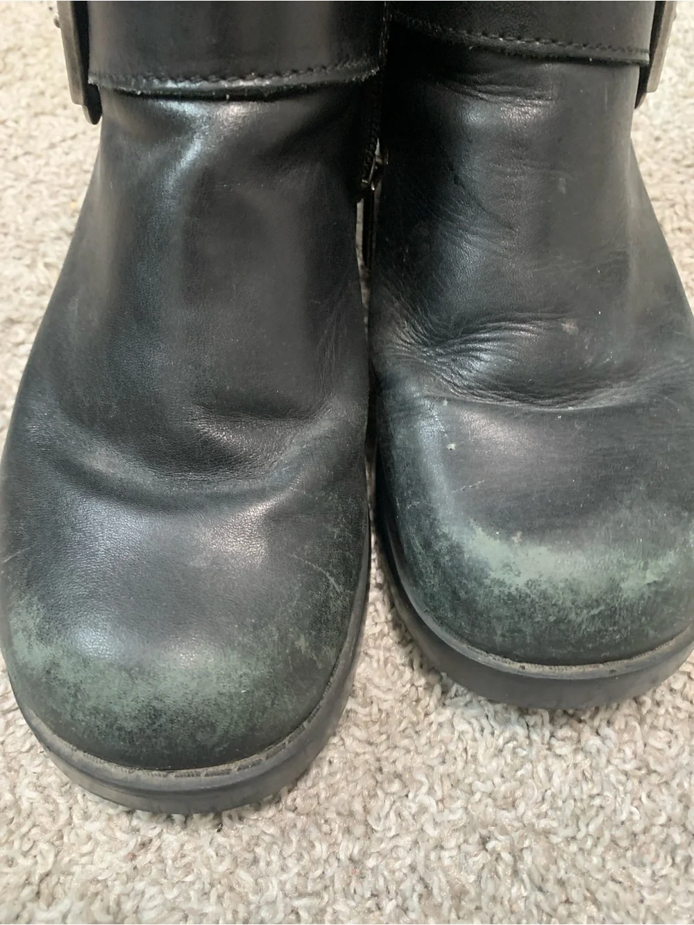 Harley Davidson Black Leather Ankle Boots with Buckle
